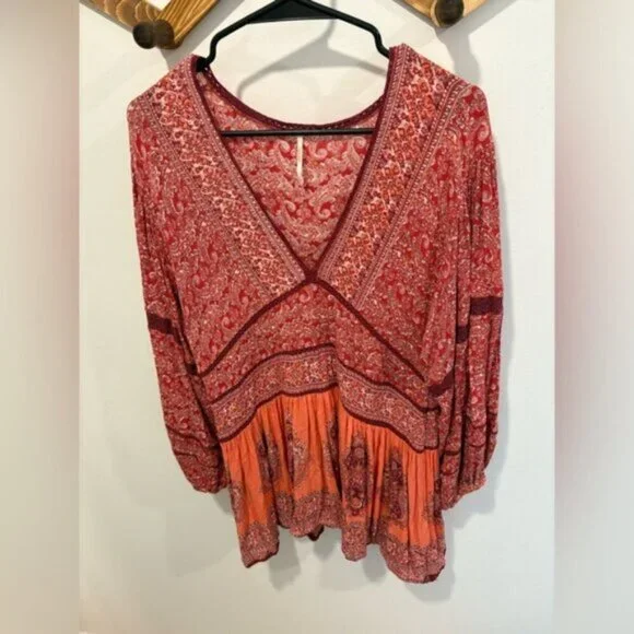 LIKE NEW- FREE PEOPLE -Luna Scarf Print Tunic DRESS/TOP - Picture 3 of 10